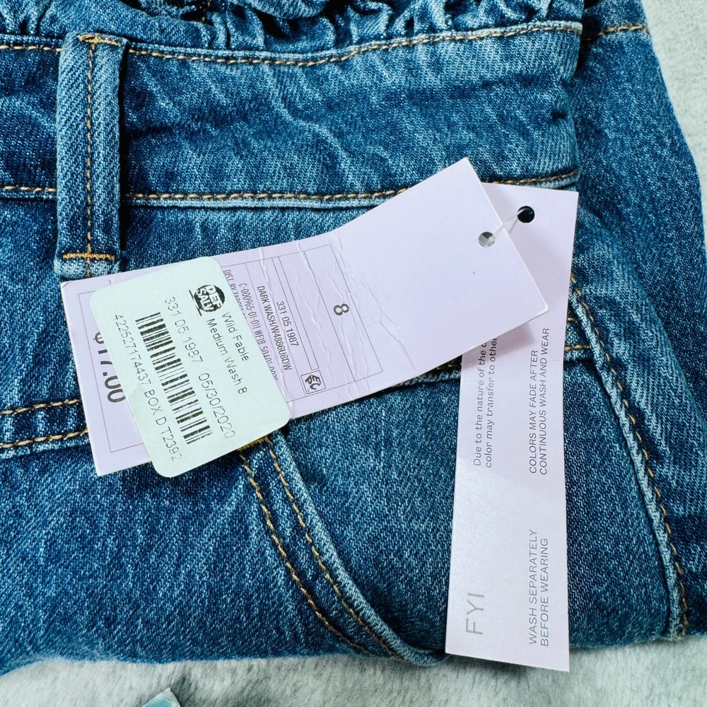 Paperbag Waist Size 8 Wild Fable Womens High Rise Button Fly Denim Shorts Blue - Picture 11 of 12